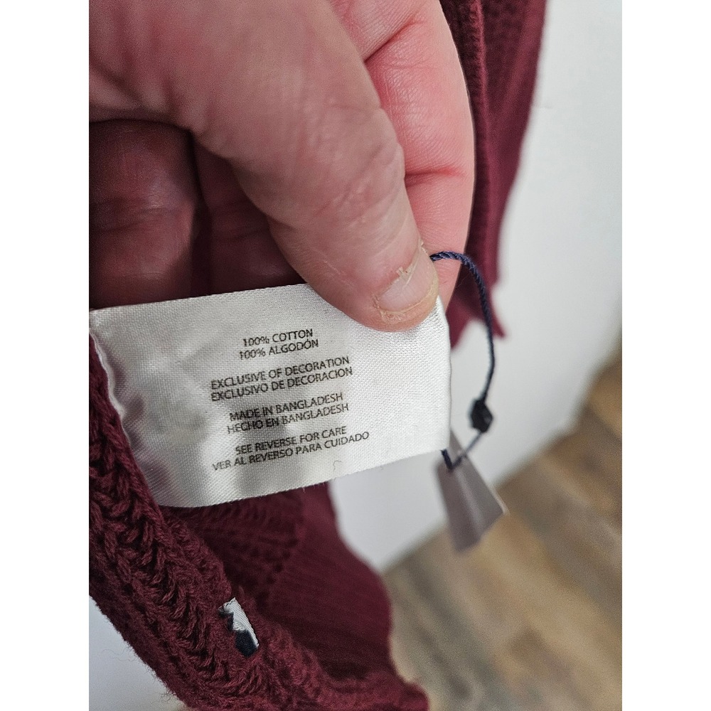 GAP Womens Cotton Shaker Stitch‎ Cardigan Sweater Burgundy Zinfandel M NWT - Picture 5 of 6